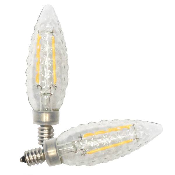 4 watt 120 volt B10 Candelabra Screw Base 2700K Warm White Clear Dimmable LED (2 Pack)