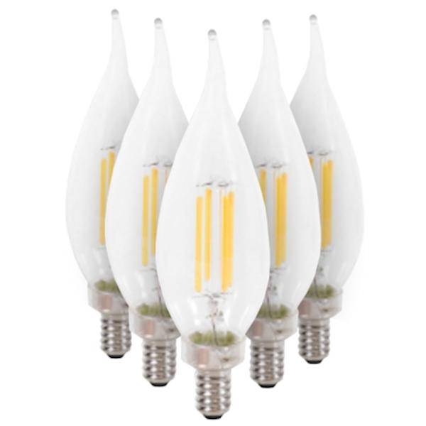 4 watt 120 volt B10 Candelabra Screw Base 5000K Daylight Dimmable Bent Tip LED (6 Pack)