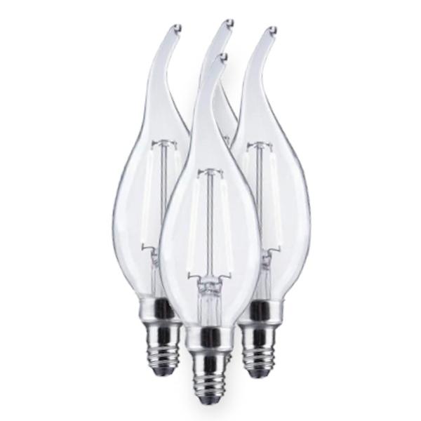 6 watt 120 volt B10 Candelabra Screw Base 5000K Daylight Dimmable White Filament LED (4 Pack)