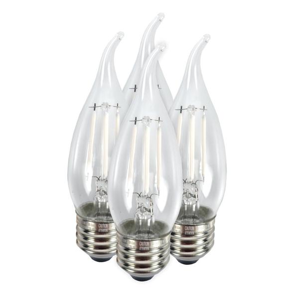 5.5 watt 120 volt B10 Medium Screw Base 2700K Warm White Dimmable White Filament LED (4 Pack)