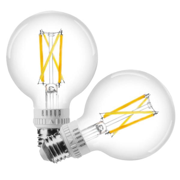 5 watt 120 volt G25 Medium Screw Base CCT Selectable Clear Glass Dimmable LED (2 Pack)