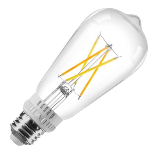 7.5 watt 120 volt ST19 Medium Screw Base CCT Selectable Clear Glass Dimmable LED