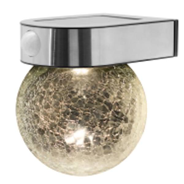 1 Light 2-4.5 volt 2700K Sliver Glass Non-Dimmable Solar LED Wall Lantern Fixture