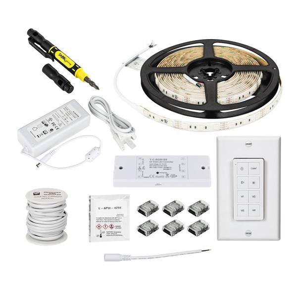 16' 12 volt RGB Wireless Controller Dimmable Tape Light Kit