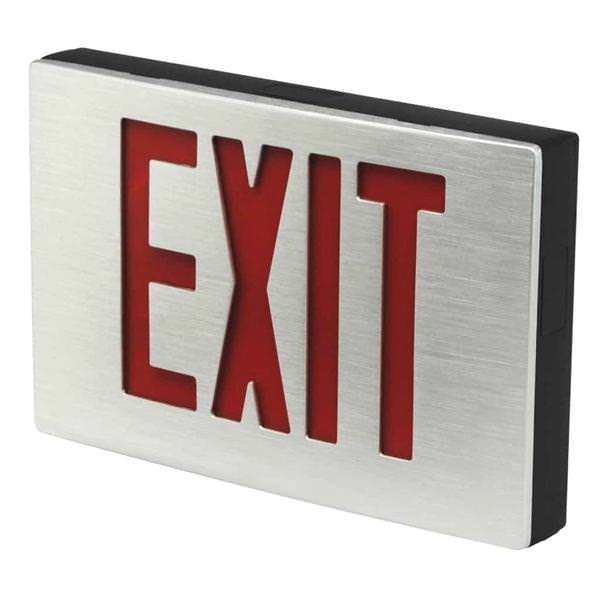 120/277 volt Aluminum / Red Letters Universal Mount Single Face LED Exit Light 