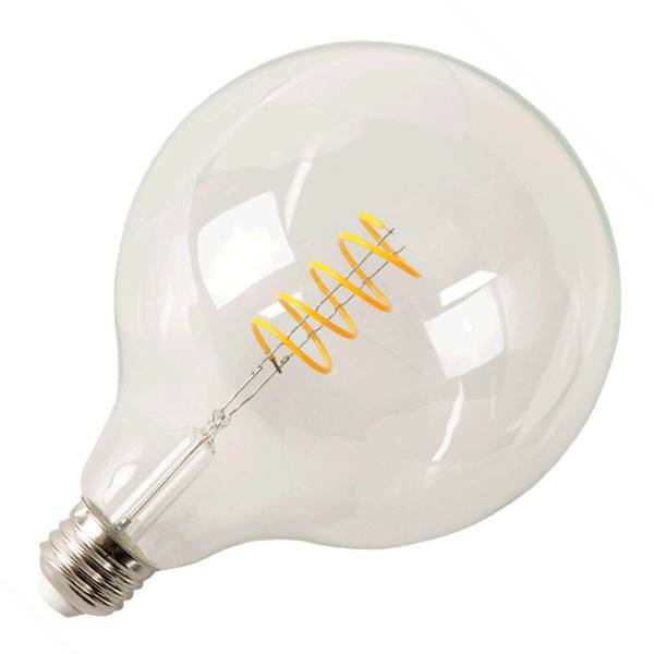 5 watt 120 volt G40 Medium Screw Base 1800K Warm White Spiral Glass Dimmable LED