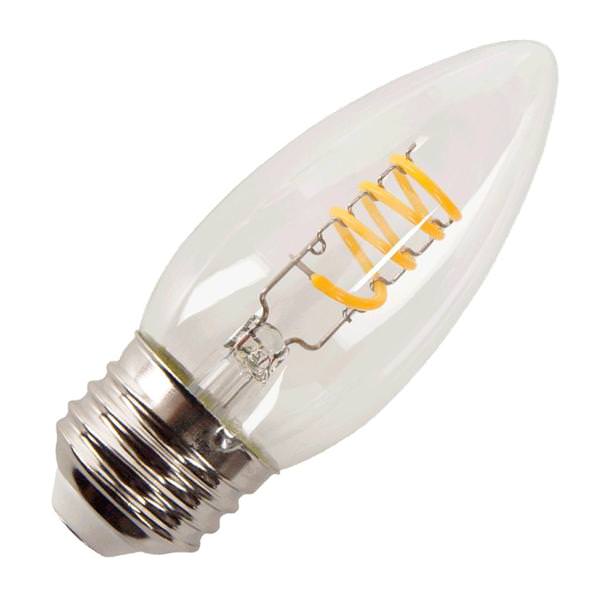 3 watt 120 volt B10 Medium Screw Base 1800K Warm White Spiral Glass Dimmable LED