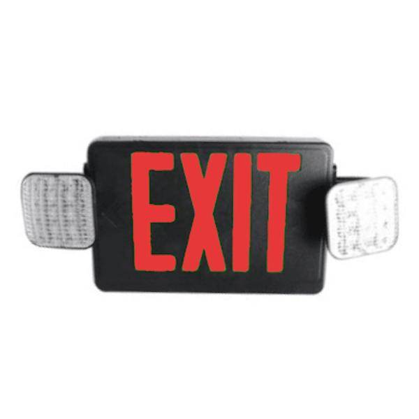 120/277 volt LED Black Housing Red Letters Exit and Emergency Light Combo
