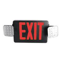 TCP 120/277 volt LED Black Housing Red Letters Exit and Emergency Light Combo