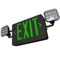 TCP 120/277 volt LED Black Housing Green Letters Exit and Emergency Light Combo