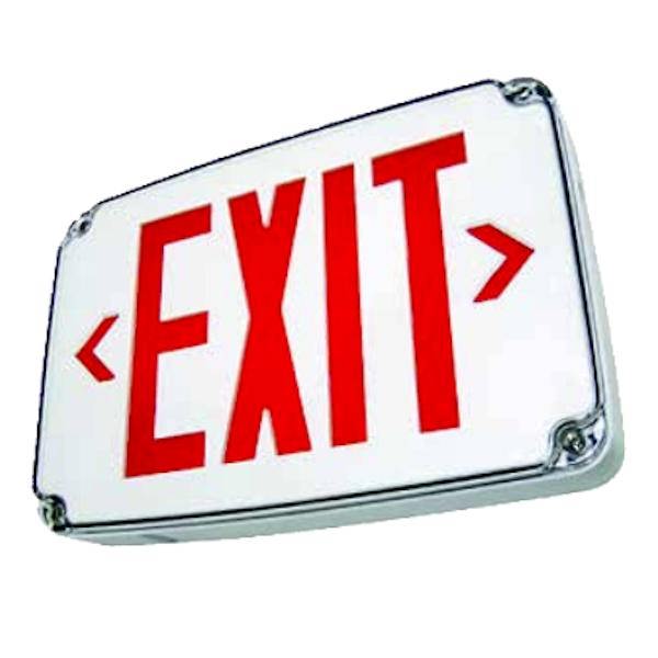 2 watt 120/277 volt White / Red Exit Light Battery Backup LED Exit Sign