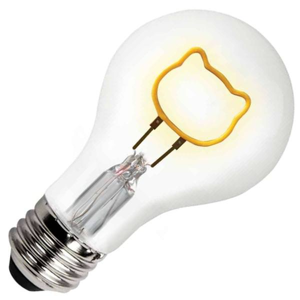 0.3 watt 120 volt A19 Medium Screw Base Dimmable Cat Shape Filament LED