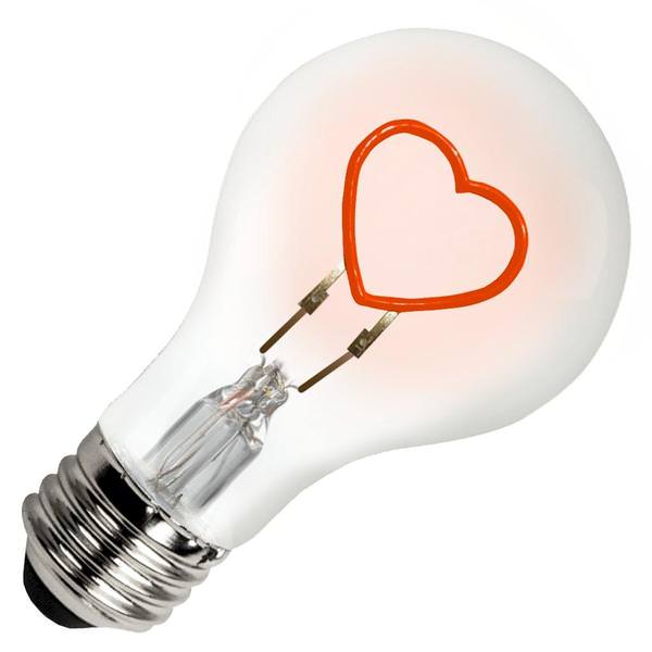 0.3 watt 120 volt A19 Medium Screw Base Dimmable Heart Shape Filament LED