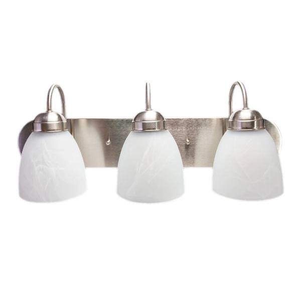 3 Light 18 watt 2700K Brushed Nickel Frosted Glass Tulip Shades Vanity Light