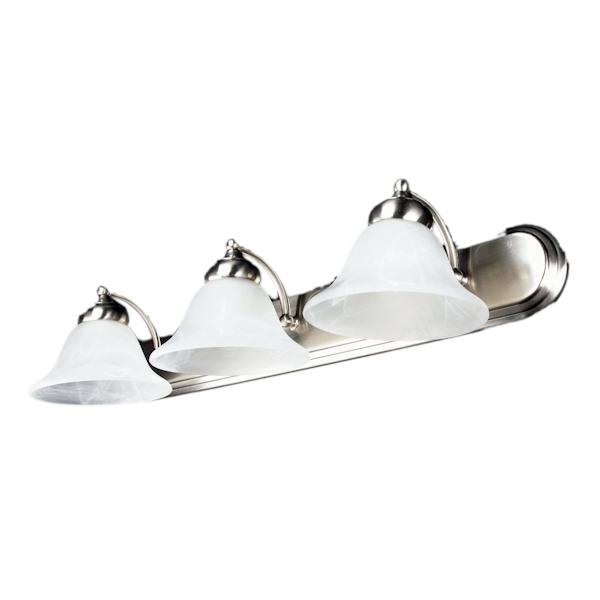 3 Light 18 watt 3000K Brushed Nickel Frosted Glass Shades Vanity Light