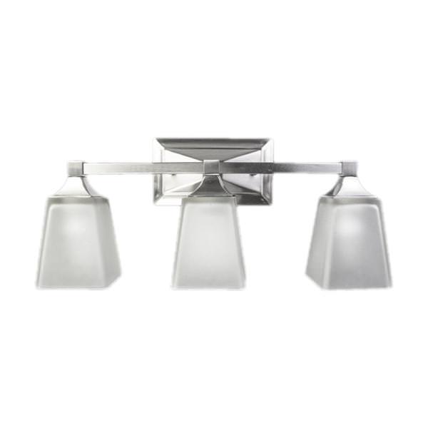 3 Light 10 watt 3000K Brushed Nickel Square Frosted Glass Shades Vanity Light