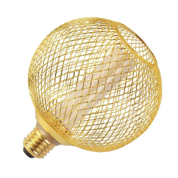 3.5 watt 120 volt Medium Screw Base 3000K Dimmable Round Gold Mesh Pillar LED