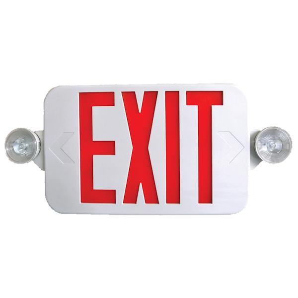 14" - 120/277 volt LED White Housing Red/Green Letters Exit and Emergency Light Combo