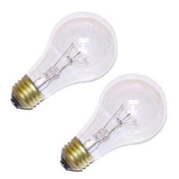 75 watt 130 volt A19 Medium Screw Base Clear Rough Service (2 pack)