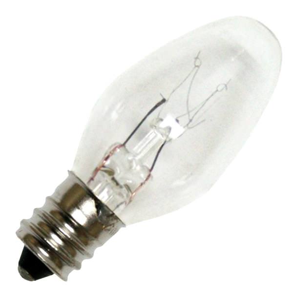 7 watt 130 volt C7 Candelabra Screw Base Clear