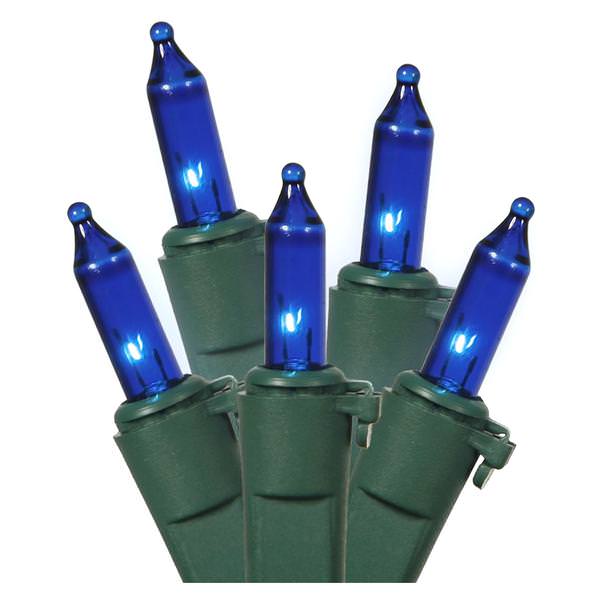 100 Light 22.8' Green Wire Blue Light String