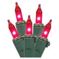 View 35 Light 11.5' Green Wire Pink Miniature String with 3" Spacing