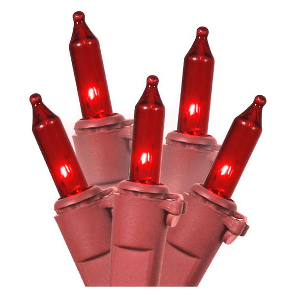100 Light Red Wire Red Miniature String with 2.5" Spacing