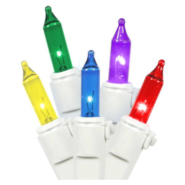 50 Light White Wire Multi-Color Window-Cicle Suction Cup Set Light String