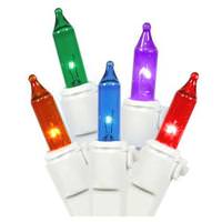 View 10 Light White Wire Multi-Color Miniature String with 3" Spacing
