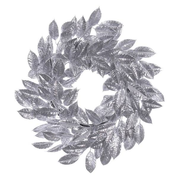 24" Artificial Silver Gardenia Glitter Wreath