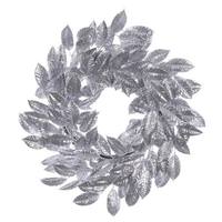 Vickerman 24" Artificial Silver Gardenia Glitter Wreath