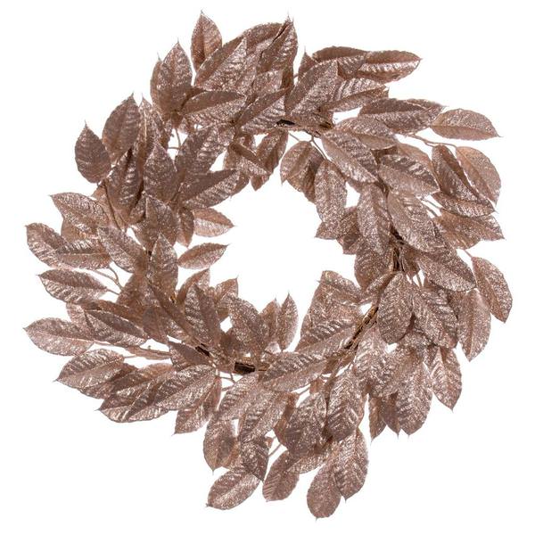 24" Artificial Cafe Latte Gardenia Glitter Wreath