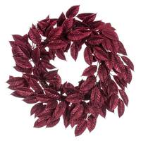 Vickerman 24" Artificial Burgundy Gardenia Glitter Wreath