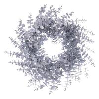 Vickerman 24" Artificial Silver Eucalyptus Glitter Wreath