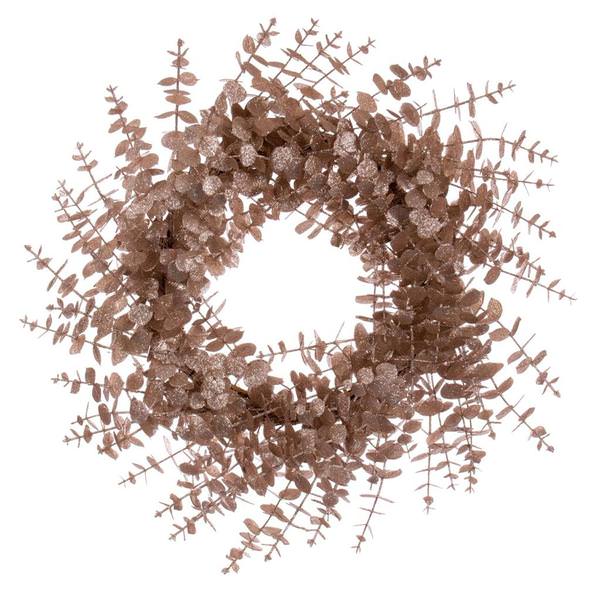 24" Artificial Cafe Latte Eucalyptus Glitter Wreath