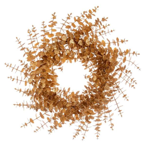 24" Artificial Gold Eucalyptus Glitter Wreath