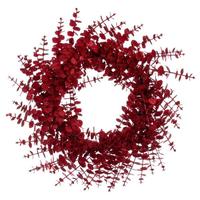 Vickerman 24" Artificial Red Eucalyptus Glitter Wreath