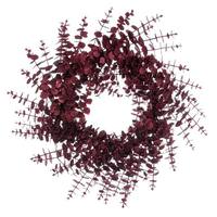 Vickerman 24" Artificial Burgundy Eucalyptus Glitter Wreath