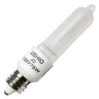 Ushio 75 watt 120 volt T4 Miniature Candelabra Screw Base 2800K Warm White