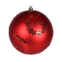 Vickerman 4" Red Matte Sequin Ball Ornament (6 pack)