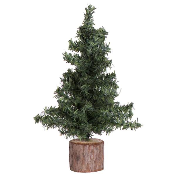 9" Mini Pine Tree with Wood Base