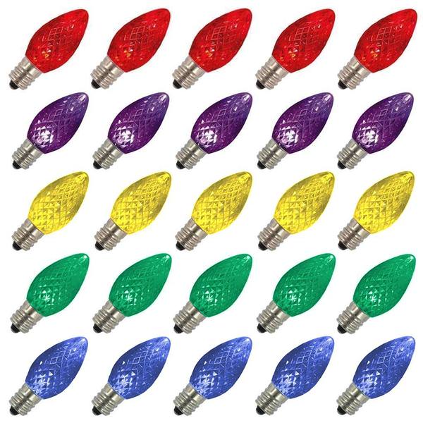 C7 Candelabra Screw Base Multi-Color LED (25 pack)