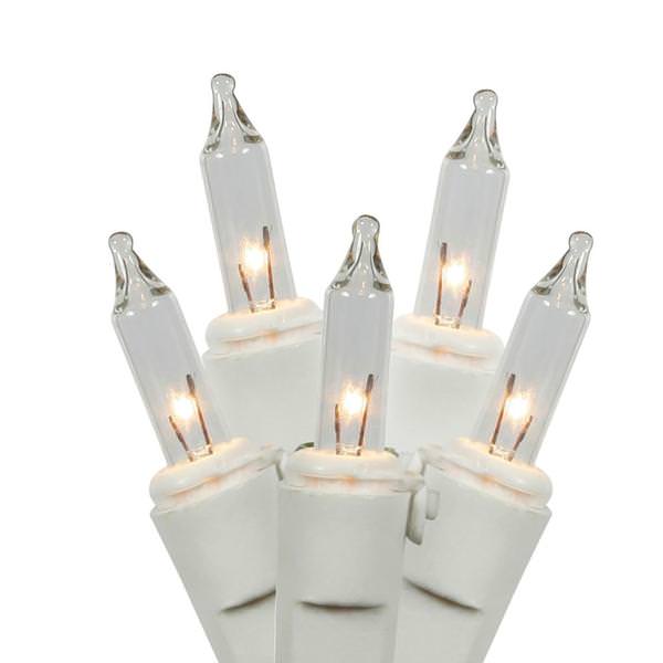 100 Light 33' White Wire Clear Miniature String with 4" Spacing