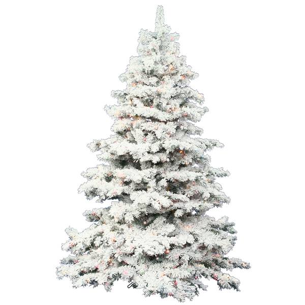 7.5' x 68" Artificial Flocked Alaskan 900 Clear Lights