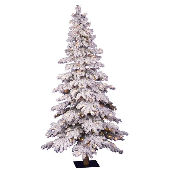 7' x 47" Artificial Flocked Spruce Alpine 400 Clear Lights