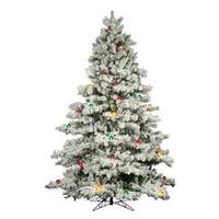 Vickerman 12' x 92" Artificial Flocked Alaskan Pine 1800 Multi-Color DuraLit Miniature Lights and 120 Multi-Color G50 Lights