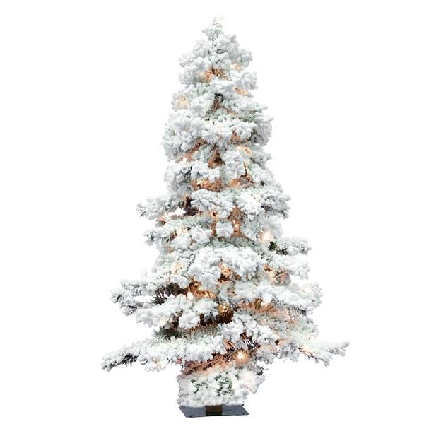 4' x 29" Artificial Flocked Spruce Alpine 450 Clear Lights