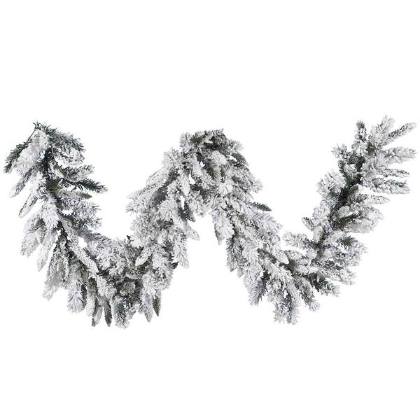 9' x 12" Artificial Flocked Alaskan Pine Garland