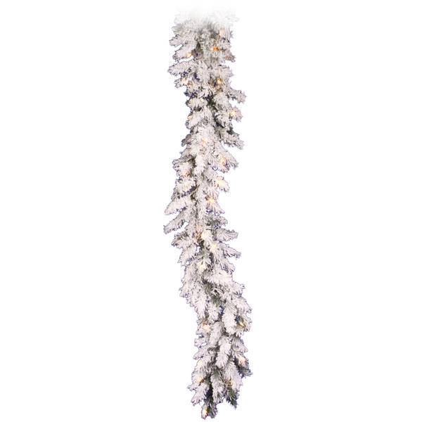 9' x 12" Artificial Flocked Alaskan Garland 50 Clear Lights