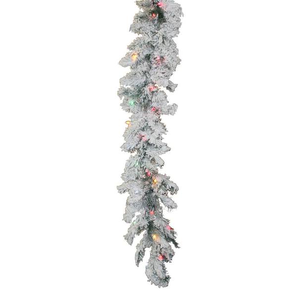 9' x 12" Artificial Flocked Alaskan Garland 50 Multi-color Lights